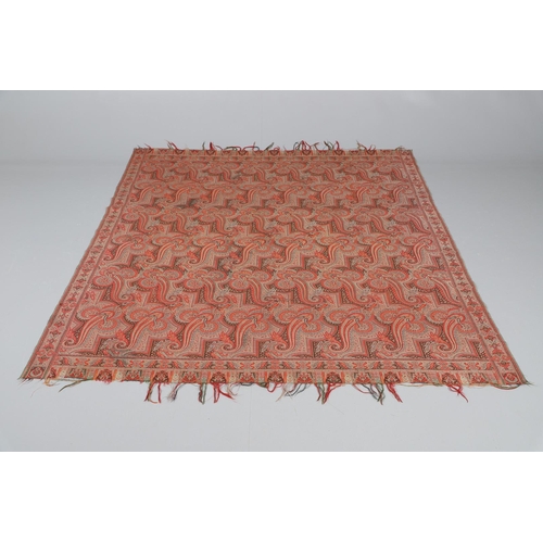 577 - LATE 19THC PAISLEY SHAWL & VARIOUS TEXTILES. A late 19thc Paisley wool shawl, some damages to the ed... 