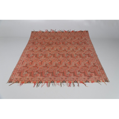 577 - LATE 19THC PAISLEY SHAWL & VARIOUS TEXTILES. A late 19thc Paisley wool shawl, some damages to the ed... 