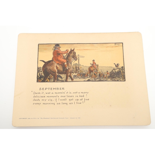 578 - SNAFFLES - SET OF SPORTING ANECDOTES OF THE YEAR. An unsual set of calendar prints, with one for eac... 