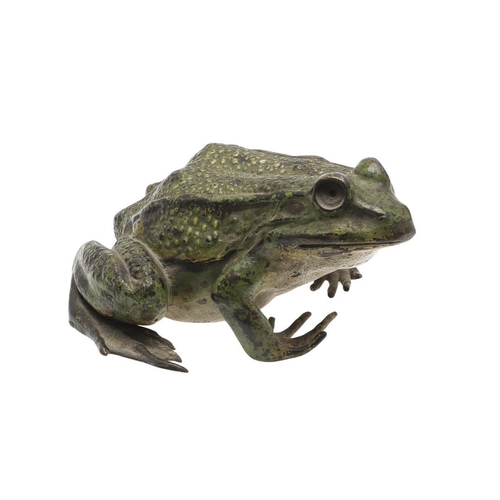 659 - FRANZ BERGMANN - COLD PAINTED BRONZE FROG. A small cold painted bronze model of a Frog, with impress... 