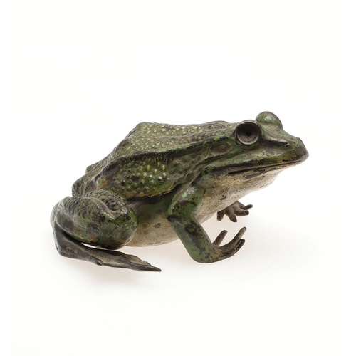 659 - FRANZ BERGMANN - COLD PAINTED BRONZE FROG. A small cold painted bronze model of a Frog, with impress... 