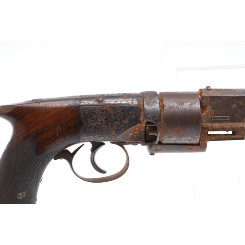 1 - A HARVEY'S PATENT PERCUSSION REVOLVER, FIRST MODEL, NUMBER 3675. With a 13.5 cm octagonal barrel eng... 