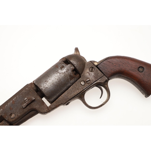 10 - A COLT STYLE PERCUSSION FIRING REVOLVER. A colt style revolver with a 15cm octagonal barrel, six sho... 