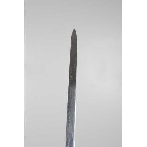 103 - A GEORGE V 1897 PATTERN SERGEANTS SWORD AND SCABBARD. With an 82 cm tapering, pointed blade with etc... 