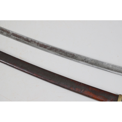 105 - A FIRST WORLD WAR RUSSIAN 1881 PATTERN CAVALRY TROOPER'S SWORD AND SCABBARD. With an unusually long ... 