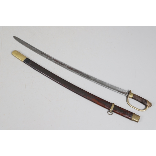 105 - A FIRST WORLD WAR RUSSIAN 1881 PATTERN CAVALRY TROOPER'S SWORD AND SCABBARD. With an unusually long ... 