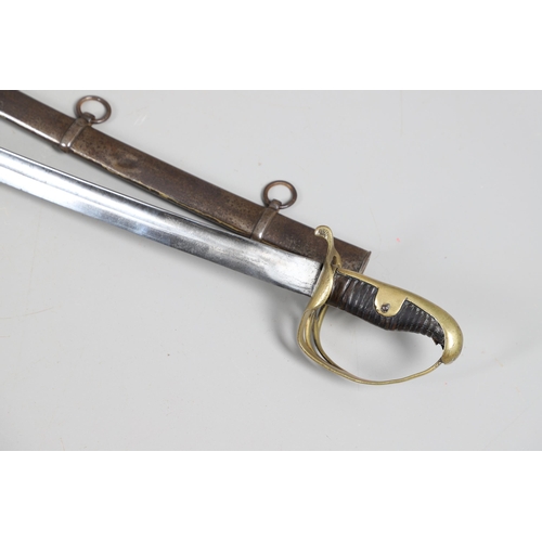 106 - A FIRST WORLD WAR TURKISH CAVALRY OFFICER'S SABRE AND SCABBARD. With an 86 cm curved, pointed, singl... 