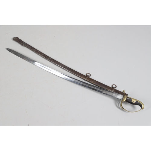 106 - A FIRST WORLD WAR TURKISH CAVALRY OFFICER'S SABRE AND SCABBARD. With an 86 cm curved, pointed, singl... 