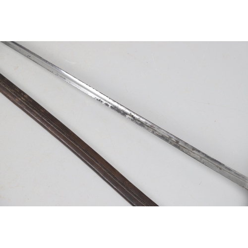 109 - A 1908 PATTERN CAVALRY SWORD AND SCABBARD. With an 89 cm tapering pointed single edged blade with na... 