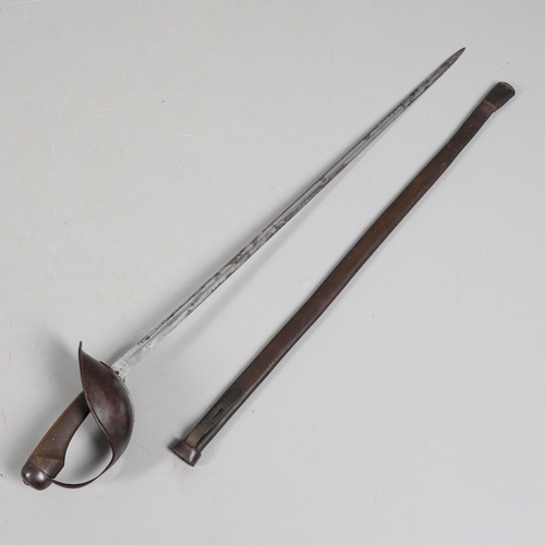 109 - A 1908 PATTERN CAVALRY SWORD AND SCABBARD. With an 89 cm tapering pointed single edged blade with na... 