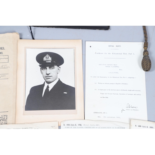 112 - A GEORGE V NAVAL OFFICERS SWORD, HAT, PHOTOGRAPH ALBUM AND OTHER ITEMS THE PROPERTY OF VIVIAN POTTS.... 