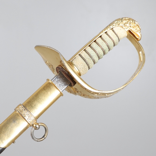 113 - AN ELIZABETH II RAF OFFICER'S SWORD AND SCABBARD BY WILKINSON OF LONDON. With a 82 cm tapering, poin... 