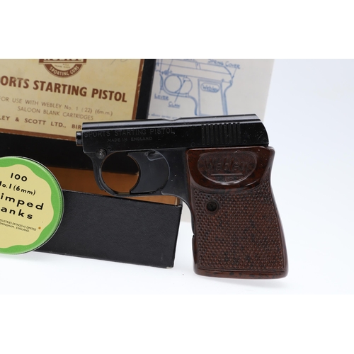 12 - A WEBLEY SPORTS STARTING PISTOL IN ORIGINAL BOX. A Webley Sports Starting Pistol for use with Webley... 