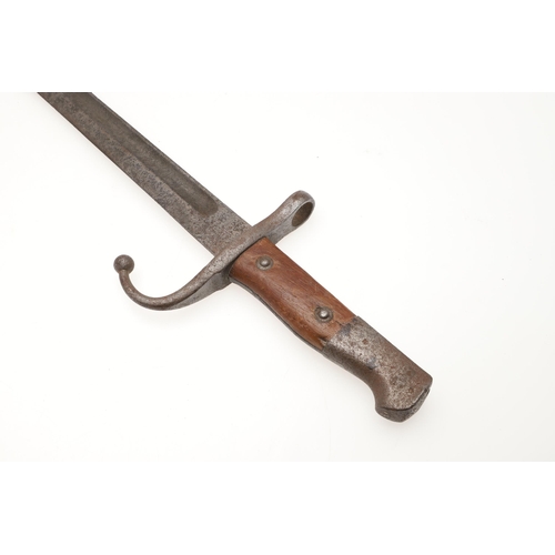 137 - A 1907 PATTERN BAYONET AND SCABBARD AND ANOTHER SIMILAR. A 1907 pattern bayonet with a 43 cm, single... 