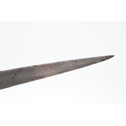 166 - A 19TH CENTURY INDO-PERSIAN KARD DAGGER AND SCABBARD. With a tapering, pointed 24 cm blade with broa... 