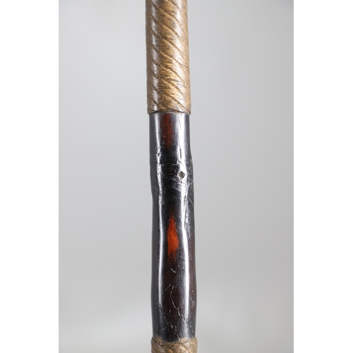 167 - A 19TH CENTURY SOUTH AFRICAN ASSAGAI OR STABBING SPEAR. With a 24.5 cm leaf shaped blade on a decora... 