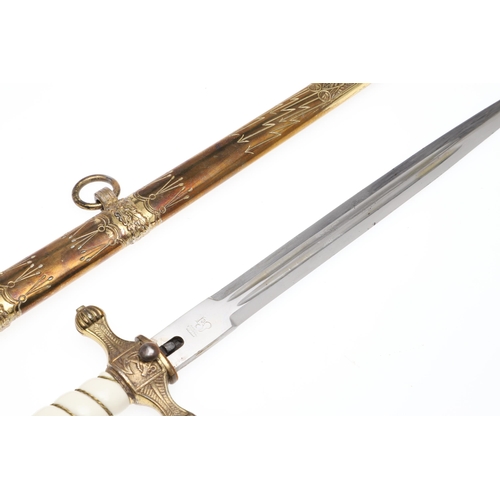 173 - A SECOND WORLD WAR GERMAN KRIEGSMARINE DAGGER. With a 25 cm pointed double edged blade with central ... 