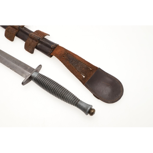 179 - A THIRD PATTERN FAIRBURN SYKES TYPE FIGHTING KNIFE. With a 17 cm double edged, pointed blade, with r... 