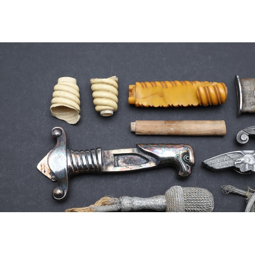 185 - AN INTERESTING AND USEFUL COLLECTION OF SECOND WORLD WAR GERMAN DAGGER PARTS. An interesting collect... 