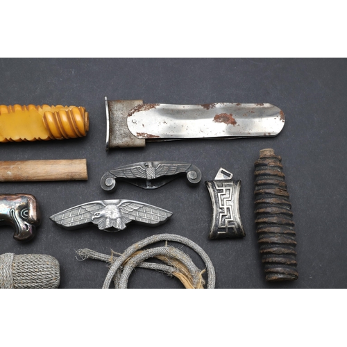 185 - AN INTERESTING AND USEFUL COLLECTION OF SECOND WORLD WAR GERMAN DAGGER PARTS. An interesting collect... 