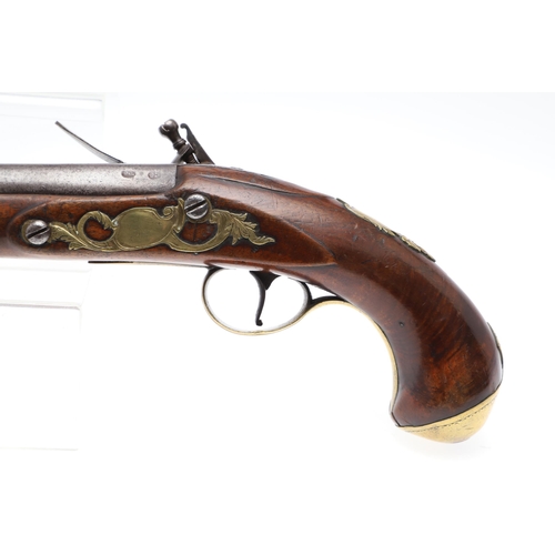 2 - A LATE 18TH CENTURY FLINTLOCK HOLSTER PISTOL BY ELLSTON OF DONCASTER. A fine quality holster pistol ... 