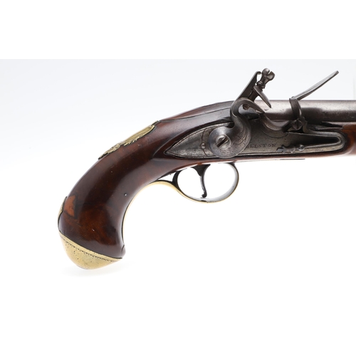 2 - A LATE 18TH CENTURY FLINTLOCK HOLSTER PISTOL BY ELLSTON OF DONCASTER. A fine quality holster pistol ... 