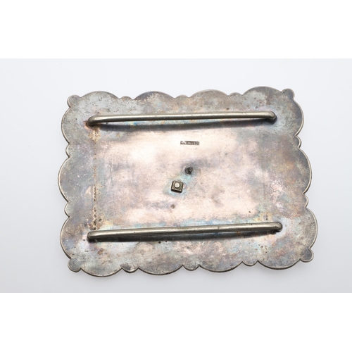 217 - A LARGE SCOTTISH SILVER BELT PLATE. A large and impressive belt plate with a stag to the centre with... 