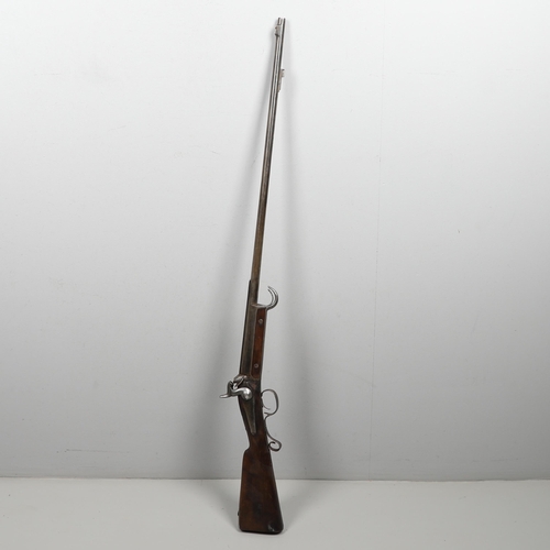 23 - AN UNUSUAL BASTIN FRERES BREECH LOADING RIFLE. A French Military percussion firing breech loading ri... 