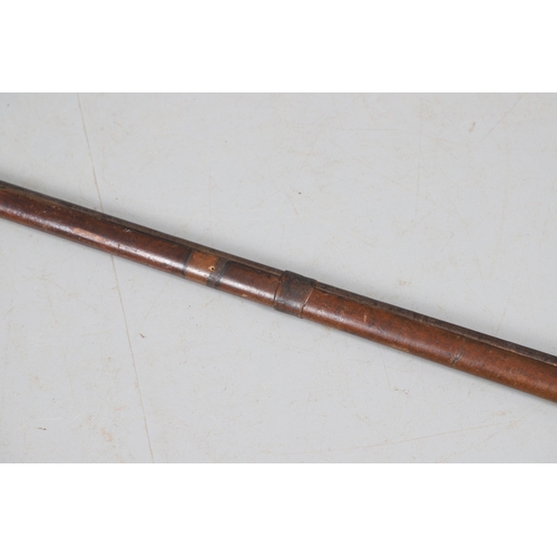 26 - A 19TH CENTURY MATCHLOCK LONG GUN. With a 119 cm barrel tapering from octagonal to round with decora... 