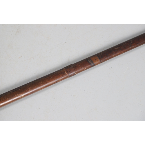 26 - A 19TH CENTURY MATCHLOCK LONG GUN. With a 119 cm barrel tapering from octagonal to round with decora... 