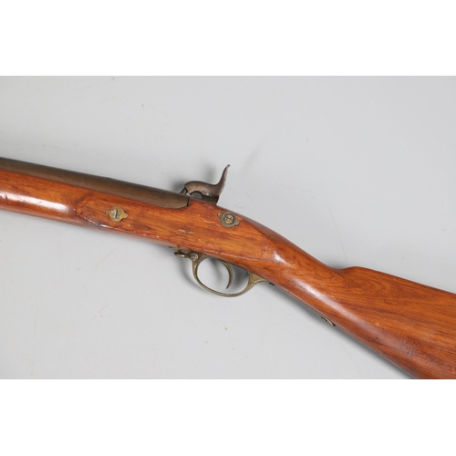 34 - AN 1856 PATTERN PERCUSSION FIRING RIFLE. With a 90 cm barrel with two band fixings, indistict  stamp... 