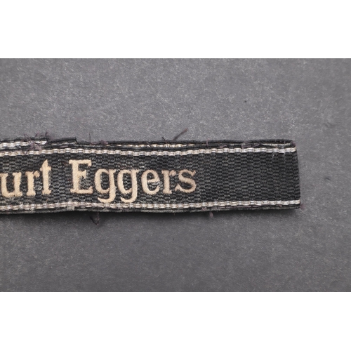 340 - A SECOND WORLD WAR WAFFEN-SS 'KURT EGGERS' CUFFBAND. A Waffen-SS 'Kurt Eggers' cuffband. RZM type in... 