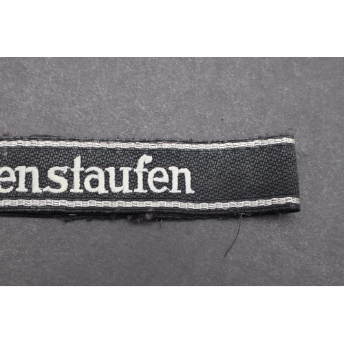 343 - A SECOND WORLD WAR WAFFEN-SS 'HOHENSTAUFEN' CUFFBAND. A Waffen-SS 'Hohenstaufen' cuffband. RZM type ... 