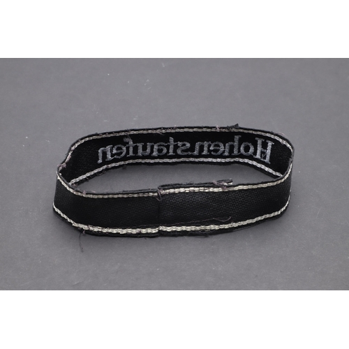 343 - A SECOND WORLD WAR WAFFEN-SS 'HOHENSTAUFEN' CUFFBAND. A Waffen-SS 'Hohenstaufen' cuffband. RZM type ... 