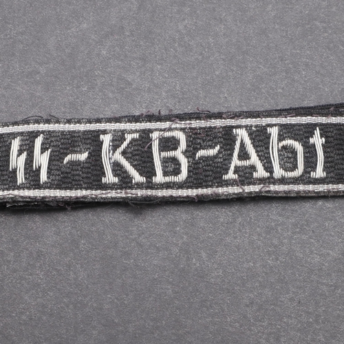 344 - A SECOND WORLD WAR WAFFEN-SS OFFICER'S 'SS-KB-ABT' CUFFBAND. A Waffen-SS 'SS-KB-Abt' cuffband. Offic... 