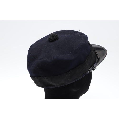 355 - A MILITARY STYLE FORAGE CAP, WHISTLE AND OTHER ITEMS. A Military style forage cap in dark blue/black... 