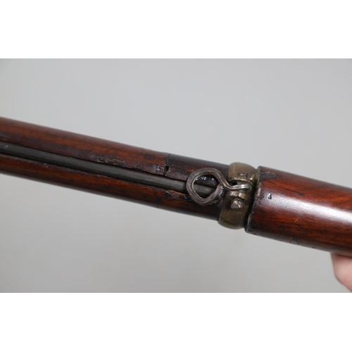 36 - A 19TH CENTURY ENFIELD TYPE PERCUSSION FIRING RIFLE AND ANOTHER SIMILAR. With a 97 cm unmarked barre... 