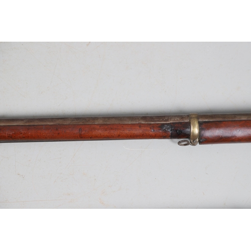 36 - A 19TH CENTURY ENFIELD TYPE PERCUSSION FIRING RIFLE AND ANOTHER SIMILAR. With a 97 cm unmarked barre... 