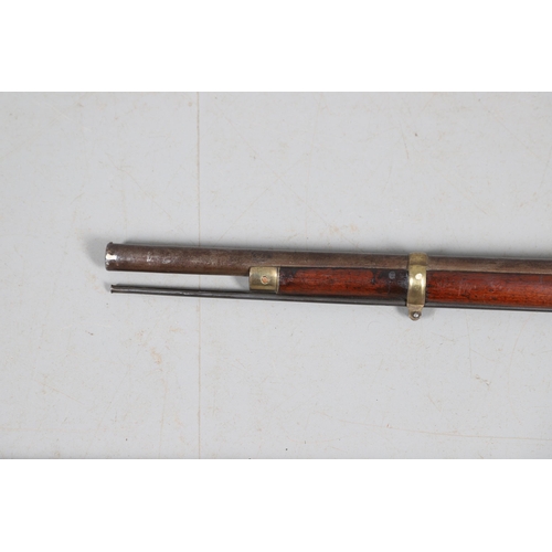 36 - A 19TH CENTURY ENFIELD TYPE PERCUSSION FIRING RIFLE AND ANOTHER SIMILAR. With a 97 cm unmarked barre... 