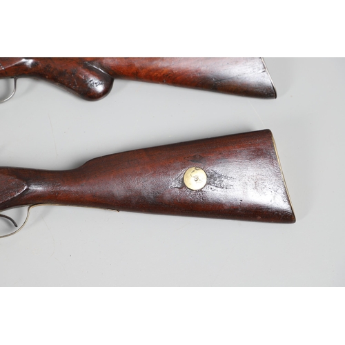 36 - A 19TH CENTURY ENFIELD TYPE PERCUSSION FIRING RIFLE AND ANOTHER SIMILAR. With a 97 cm unmarked barre... 