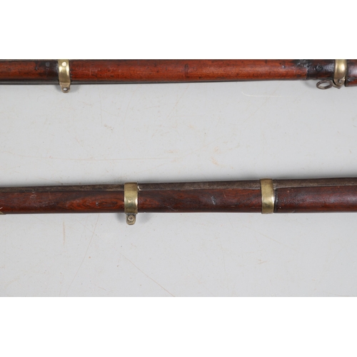 36 - A 19TH CENTURY ENFIELD TYPE PERCUSSION FIRING RIFLE AND ANOTHER SIMILAR. With a 97 cm unmarked barre... 