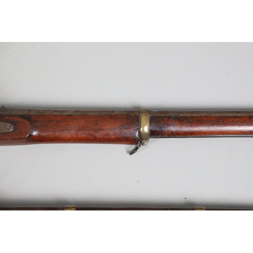 36 - A 19TH CENTURY ENFIELD TYPE PERCUSSION FIRING RIFLE AND ANOTHER SIMILAR. With a 97 cm unmarked barre... 