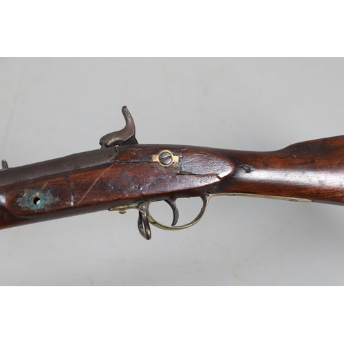 37 - A 19TH CENTURY ENFIELD TYPE PERCUSSION FIRING RIFLE AND ANOTHER SIMILAR. With an 80 cm unmarked barr... 