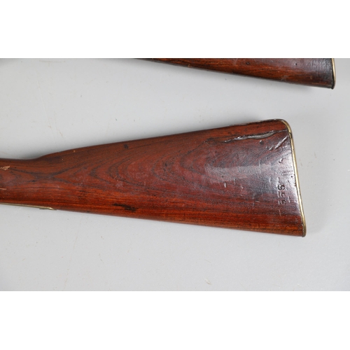 37 - A 19TH CENTURY ENFIELD TYPE PERCUSSION FIRING RIFLE AND ANOTHER SIMILAR. With an 80 cm unmarked barr... 