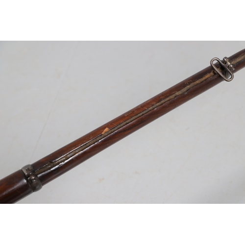 37 - A 19TH CENTURY ENFIELD TYPE PERCUSSION FIRING RIFLE AND ANOTHER SIMILAR. With an 80 cm unmarked barr... 