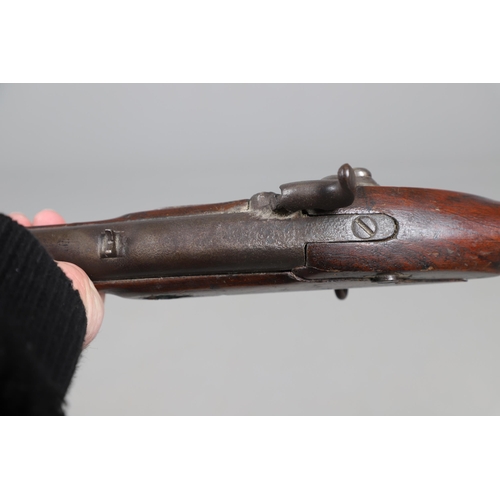 37 - A 19TH CENTURY ENFIELD TYPE PERCUSSION FIRING RIFLE AND ANOTHER SIMILAR. With an 80 cm unmarked barr... 