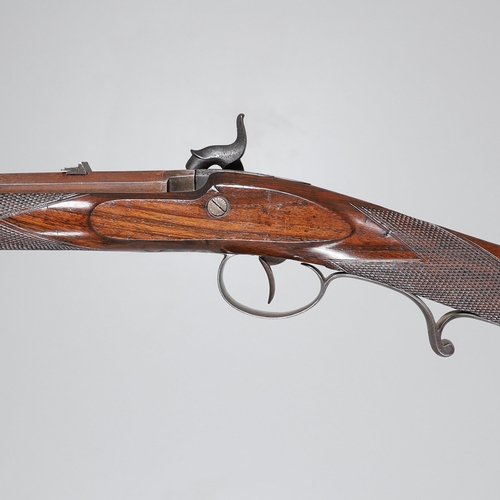 38 - A FINE SCOTTISH PERCUSSION DEER RIFLE BY PATON AND WALSH OF PERTH. With a 66 cm octagonal rifled .80... 