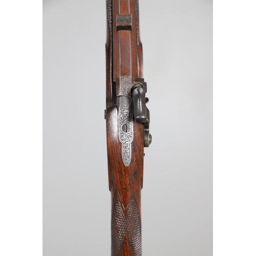 38 - A FINE SCOTTISH PERCUSSION DEER RIFLE BY PATON AND WALSH OF PERTH. With a 66 cm octagonal rifled .80... 