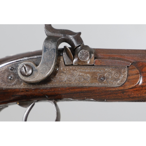 38 - A FINE SCOTTISH PERCUSSION DEER RIFLE BY PATON AND WALSH OF PERTH. With a 66 cm octagonal rifled .80... 