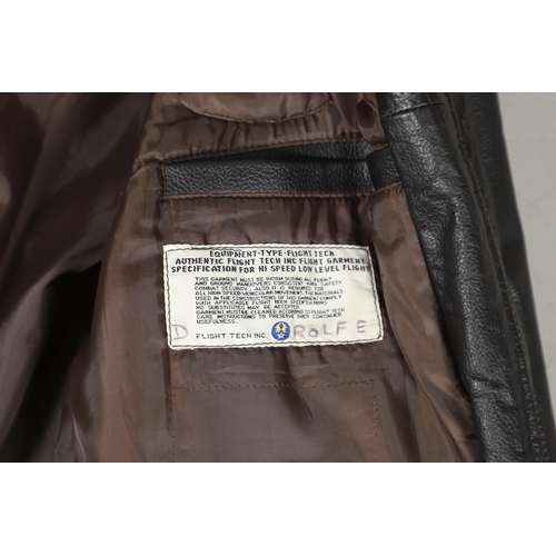 450 - A FLIGHT TECH INC. TYPE A-2C LEATHER FLYING JACKET. An American 'Airforce' type flying jacket with F... 